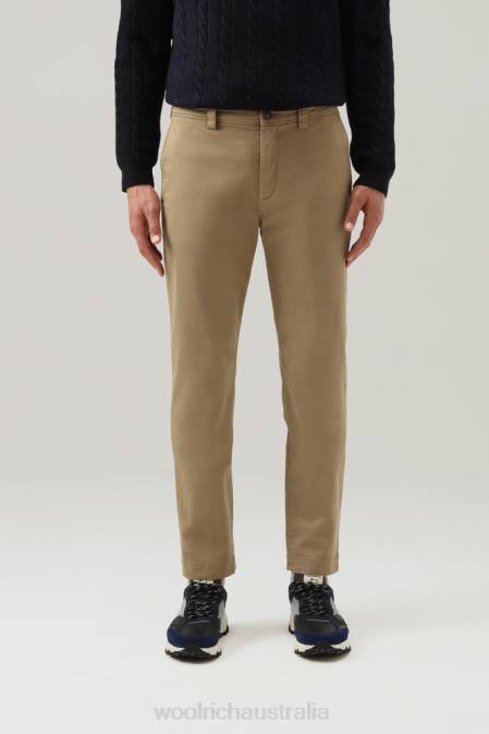 Woolrich Men Stretch Cotton Chino Pants Gold Khaki Clothing J026650