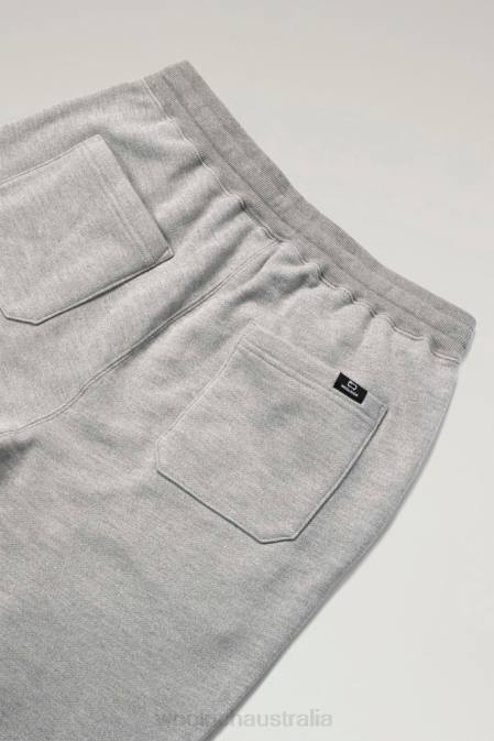 Woolrich Men Sweatpants in Cotton Fleece and Cordura Nylon Blend Top Grey Clothing J026534
