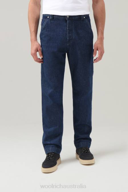 Woolrich Men Worker Jeans in Cotton Blue Stone Clothing J026671