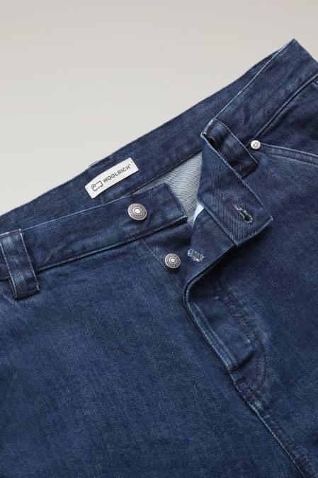 Woolrich Men Worker Jeans in Cotton Blue Stone Clothing J026671