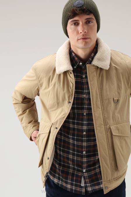 Woolrich Men Checked Shirt in Wool Blend Flannel Brown Check Clothing J026699