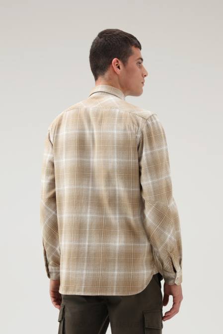 Woolrich Men Cruiser Flannel Check Shirt Gold Khaki Check Clothing J026735