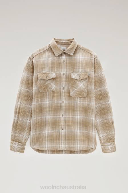 Woolrich Men Cruiser Flannel Check Shirt Gold Khaki Check Clothing J026735