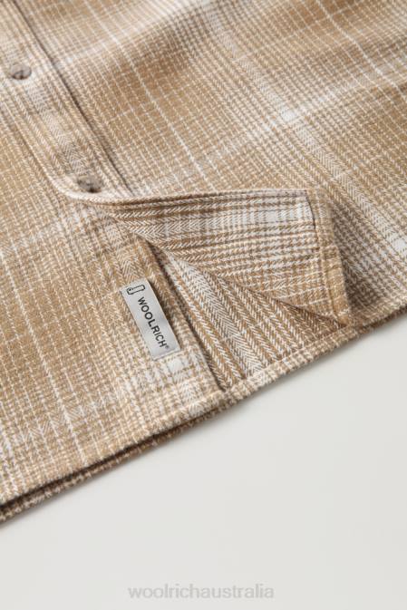 Woolrich Men Cruiser Flannel Check Shirt Gold Khaki Check Clothing J026735