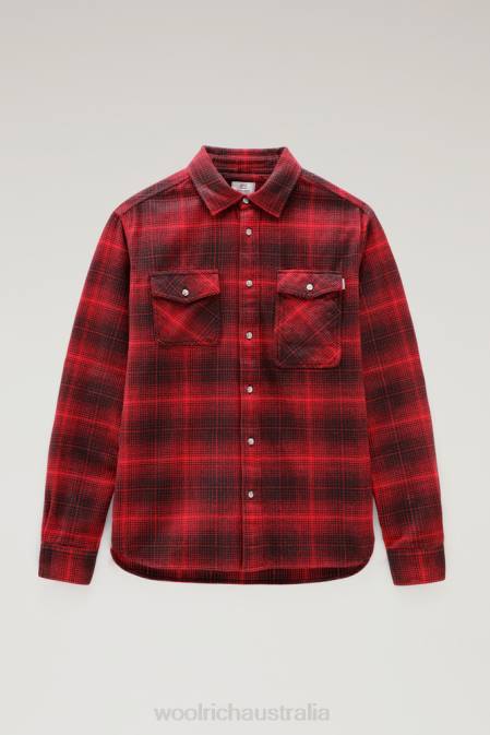 Woolrich Men Cruiser Flannel Check Shirt Red Check Clothing J026703