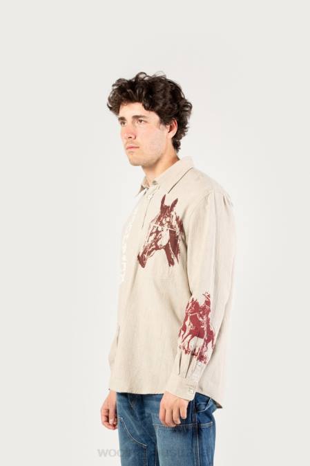 Woolrich Men Flannel Shirt with Western Print-One Of These Days Sand Clothing J026538