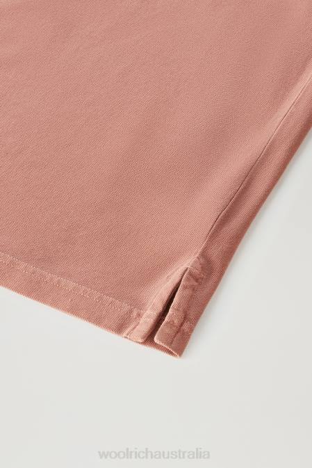 Woolrich Men Mackinack Polo in Garment-Dye Stretch Cotton Piquet Warm Brown Heather Clothing J026803