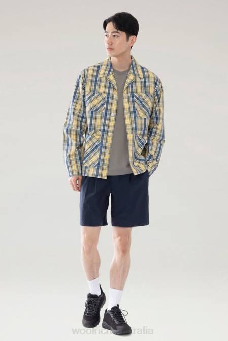 Woolrich Men Overshirt in a Cotton Wool Blend Yellow Check Clothing J026540