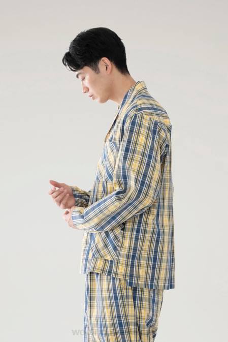 Woolrich Men Overshirt in a Cotton Wool Blend Yellow Check Clothing J026540