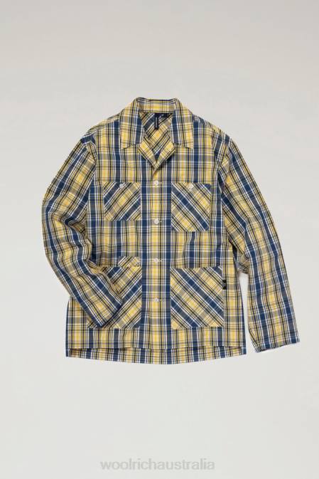 Woolrich Men Overshirt in a Cotton Wool Blend Yellow Check Clothing J026540