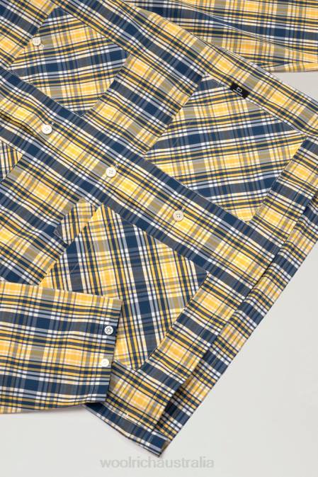 Woolrich Men Overshirt in a Cotton Wool Blend Yellow Check Clothing J026540