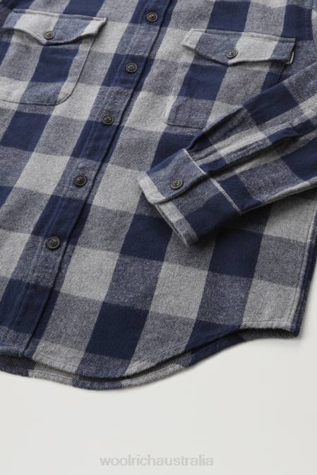 Woolrich Men Oxbow Flannel Check Shirt Grey Melange Buffalo Clothing J026648