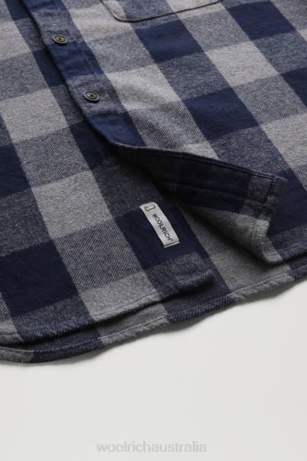 Woolrich Men Oxbow Flannel Check Shirt Grey Melange Buffalo Clothing J026648