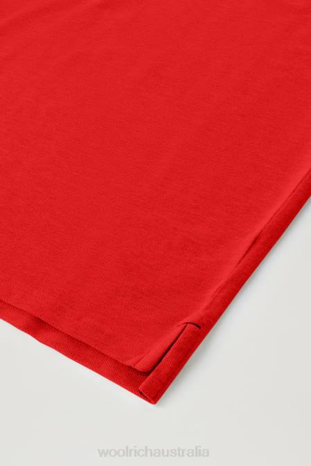 Woolrich Men Polo Shirt in Pure Cotton Piquet Marine Scarlet Clothing J026468