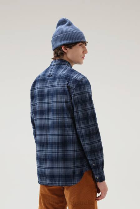 Woolrich Men Traditional Flannel Check Shirt Blue Hunting Clothing J026644