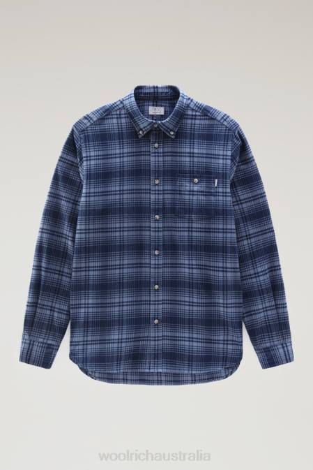 Woolrich Men Traditional Flannel Check Shirt Blue Hunting Clothing J026644