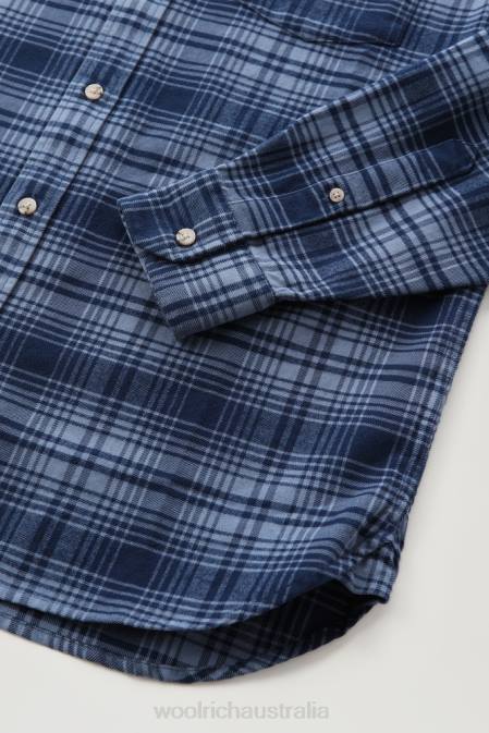 Woolrich Men Traditional Flannel Check Shirt Blue Hunting Clothing J026644