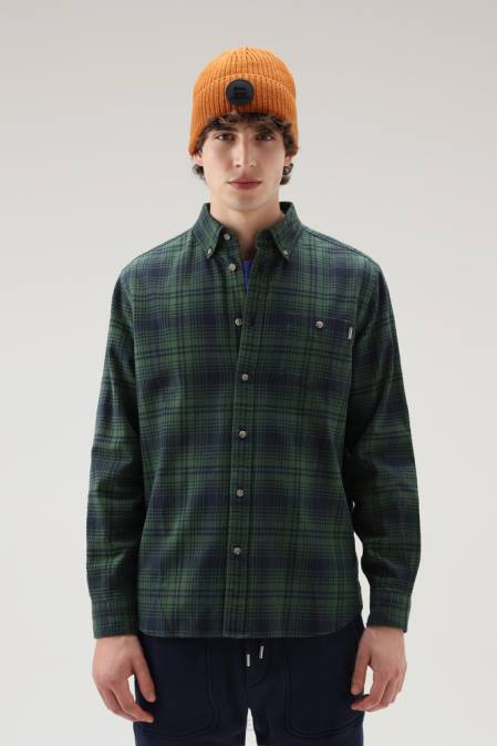 Woolrich Men Traditional Flannel Check Shirt Green Hunting Clothing J026675