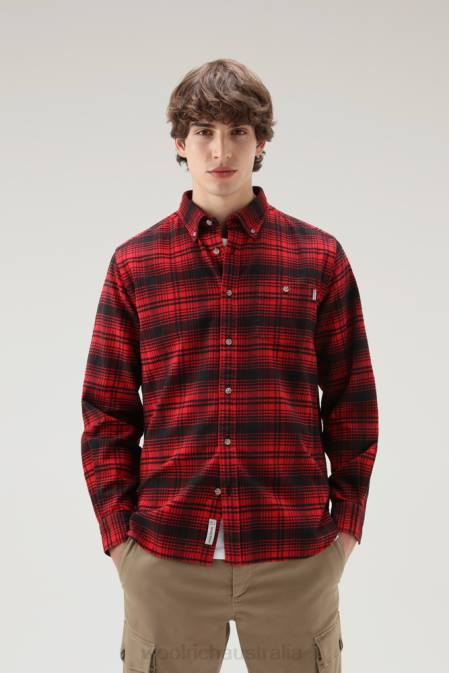 Woolrich Men Traditional Flannel Check Shirt Red Hunting Clothing J026679