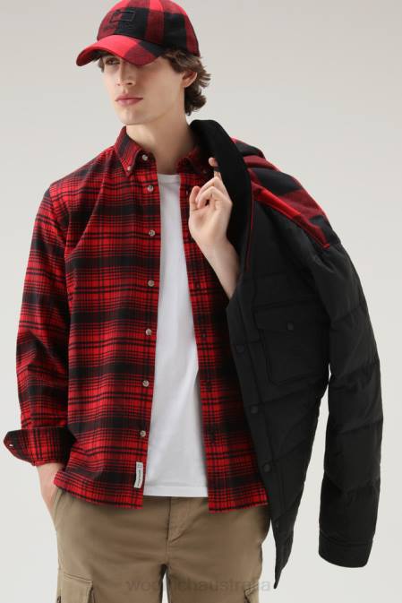 Woolrich Men Traditional Flannel Check Shirt Red Hunting Clothing J026679