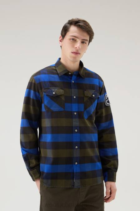 Woolrich Men Trails Flannel Shirt Blue Buffalo Clothing J026392