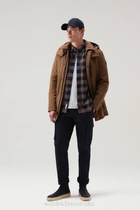 Woolrich Men Trout Run Flannel Check Shirt Brown Buffalo Clothing J026639