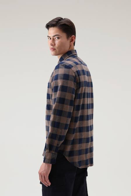 Woolrich Men Trout Run Flannel Check Shirt Brown Buffalo Clothing J026639