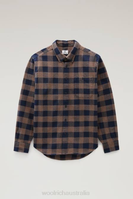 Woolrich Men Trout Run Flannel Check Shirt Brown Buffalo Clothing J026639