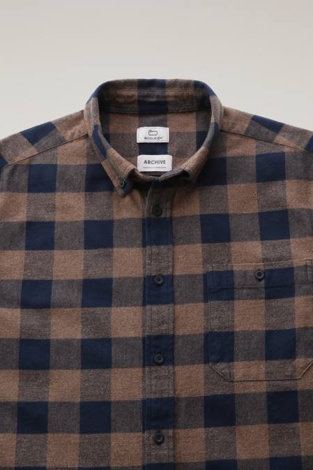 Woolrich Men Trout Run Flannel Check Shirt Brown Buffalo Clothing J026639