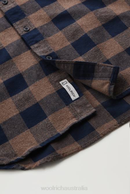 Woolrich Men Trout Run Flannel Check Shirt Brown Buffalo Clothing J026639