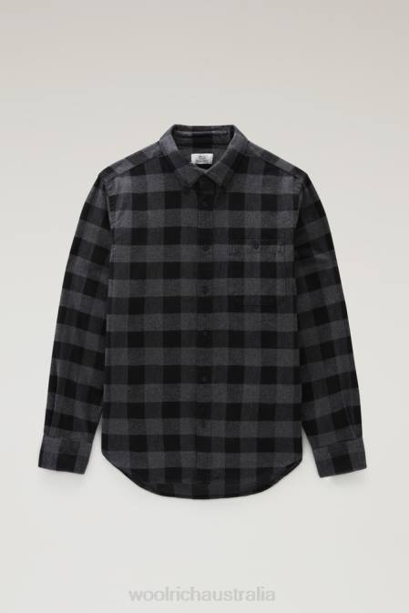 Woolrich Men Trout Run Flannel Check Shirt Charcoal Buffalo Clothing J026643