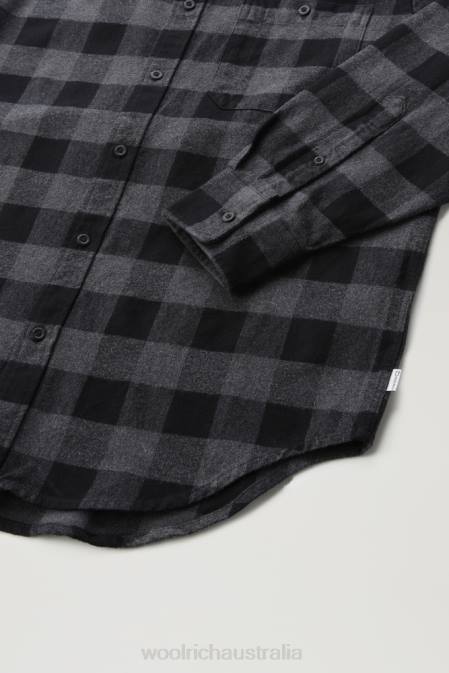 Woolrich Men Trout Run Flannel Check Shirt Charcoal Buffalo Clothing J026643