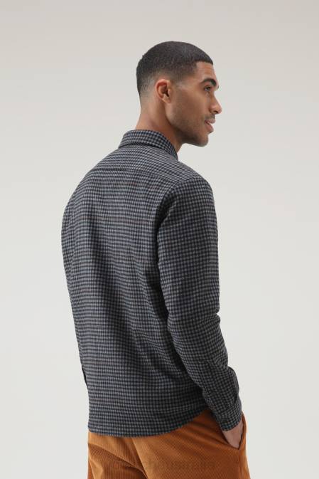 Woolrich Men Wool Blend Trout Run Plaid Flannel Shirt Grey Check Clothing J026847