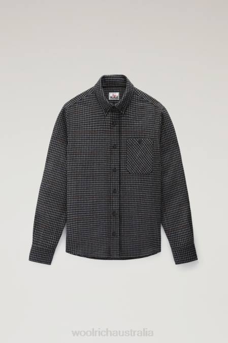 Woolrich Men Wool Blend Trout Run Plaid Flannel Shirt Grey Check Clothing J026847