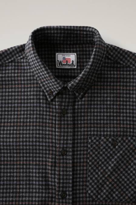 Woolrich Men Wool Blend Trout Run Plaid Flannel Shirt Grey Check Clothing J026847