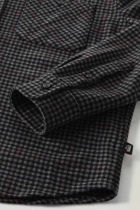 Woolrich Men Wool Blend Trout Run Plaid Flannel Shirt Grey Check Clothing J026847