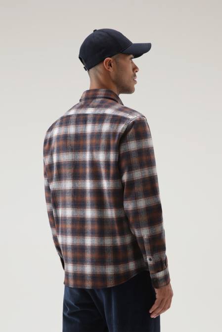 Woolrich Men Wool Blend Trout Run Plaid Flannel Shirt Orange Check Clothing J026843