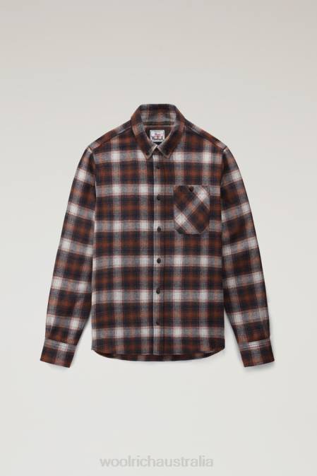 Woolrich Men Wool Blend Trout Run Plaid Flannel Shirt Orange Check Clothing J026843
