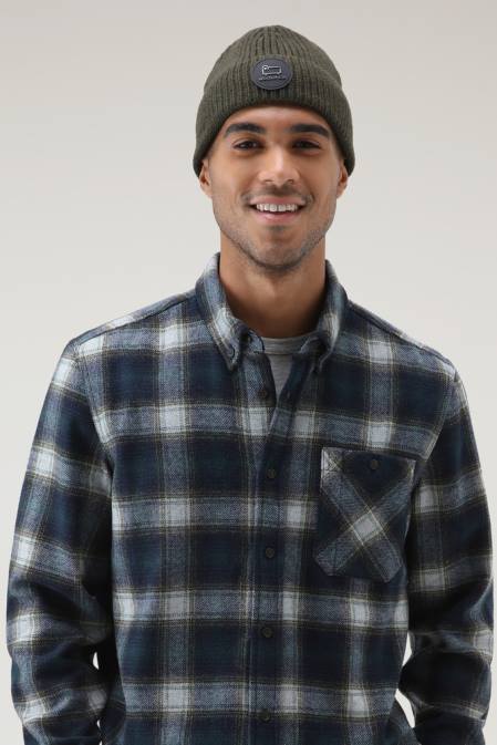 Woolrich Men Wool Blend Trout Run Plaid Flannel Shirt Petrol Check Clothing J026862