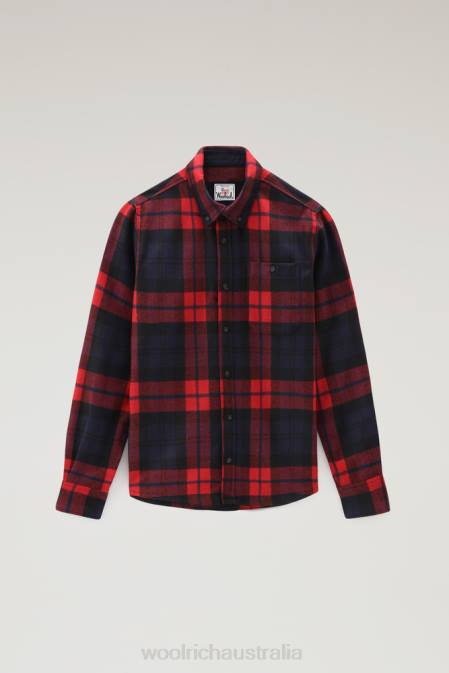 Woolrich Men Wool Blend Trout Run Plaid Flannel Shirt Red Blue Check Clothing J026836