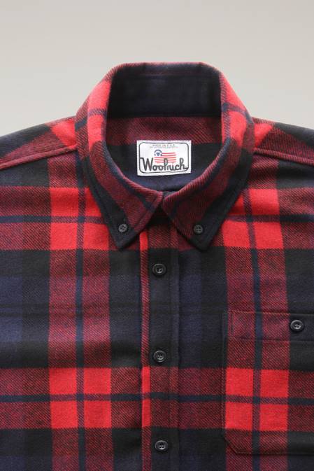 Woolrich Men Wool Blend Trout Run Plaid Flannel Shirt Red Blue Check Clothing J026836