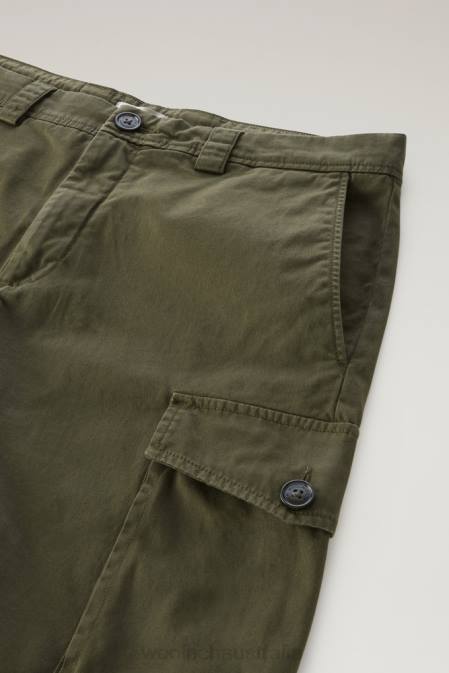 Woolrich Men Garment-Dyed Cargo Shorts 2 Dark Green Clothing J026603