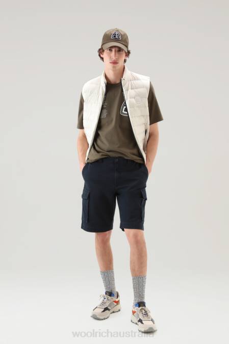 Woolrich Men Garment-Dyed Cargo Shorts 3 Melton Blue Clothing J026614