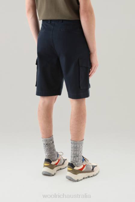 Woolrich Men Garment-Dyed Cargo Shorts 3 Melton Blue Clothing J026614