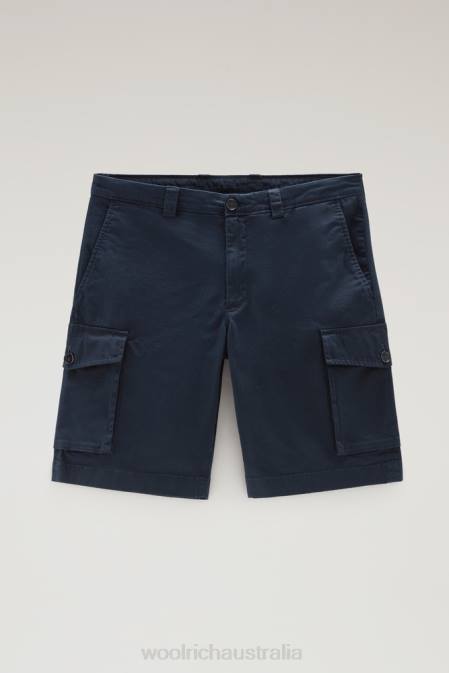 Woolrich Men Garment-Dyed Cargo Shorts 3 Melton Blue Clothing J026614