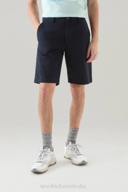 Woolrich Men Garment-Dyed Chino Shorts 1 Melton Blue Clothing J026379