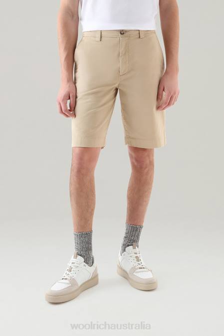 Woolrich Men Garment-Dyed Chino Shorts 2 Beach Sand Clothing J026559
