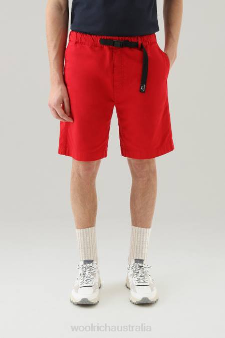 Woolrich Men Garment-Dyed Chino Shorts in Stretch Cotton Sky Red Clothing J026451