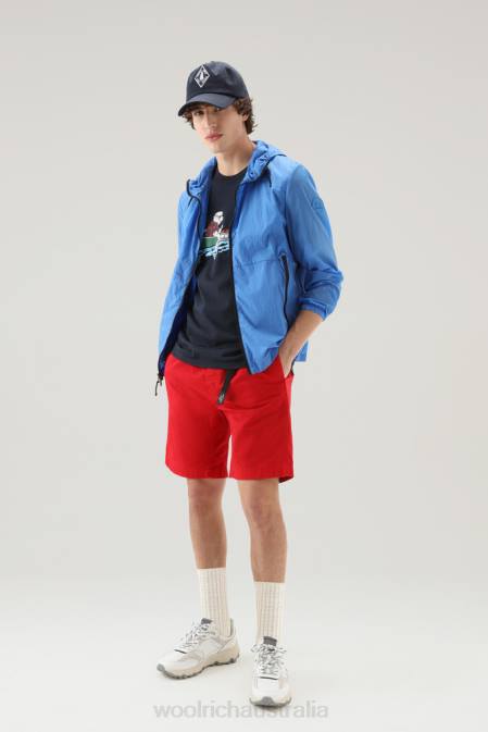 Woolrich Men Garment-Dyed Chino Shorts in Stretch Cotton Sky Red Clothing J026451