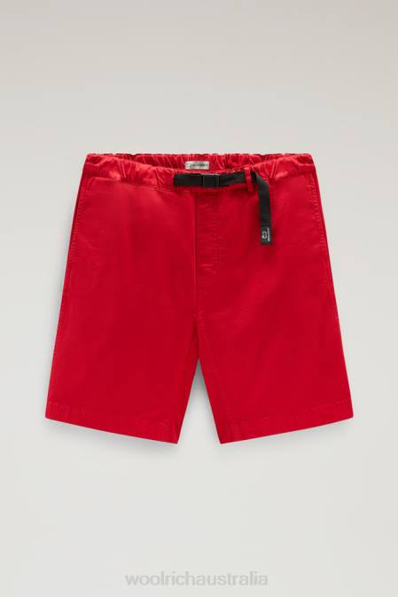Woolrich Men Garment-Dyed Chino Shorts in Stretch Cotton Sky Red Clothing J026451